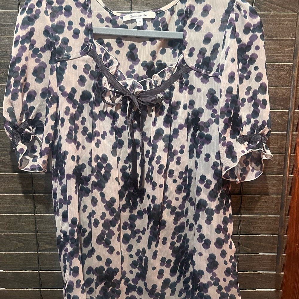Polka Dot Blouse - Purple and Navy
